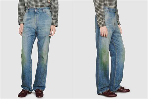 grass stained jeans gucci|Gucci Debuts $1,200 Jeans Designed with Grass Stains Around .